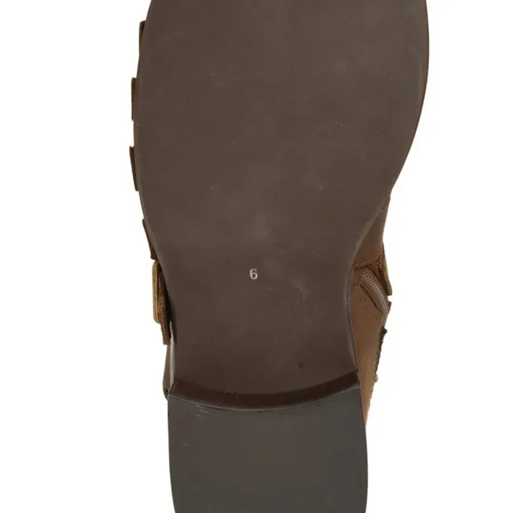 Jeffrey Campbell Belted Up Biker Inspired Leather Boot in Brown - Picture 6 of 7